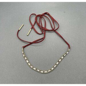 Jen Atkin Chloe & Isabel Suede Necklace Headpiece Leather Silver Tone Adjustable